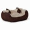 lionto Hundebett 4-in-1 mit Wendekissen aus robustem Oxford, 65x50 cm, Heimtierkissen Kratzfest mit tiefem Einstieg für Katzen und Hunde Aller Größen, inkl. Zierkissen, wasserabweisend, braun/beige