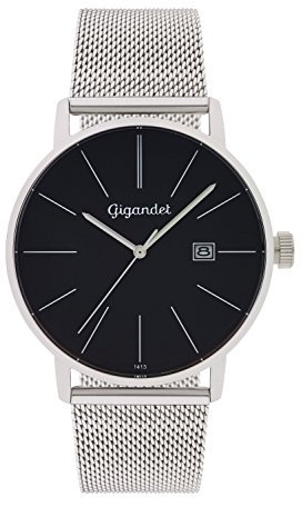 Gigandet Herren-Armbanduhr Quarz Analog Milanaise Edelstahlarmband Silber Minimalism G42-006