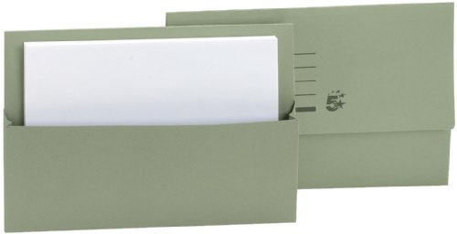5 Star 297331 Office Document Wallet Half Flap 250gsm Capacity 32mm Foolscap Green [Pack 50]
