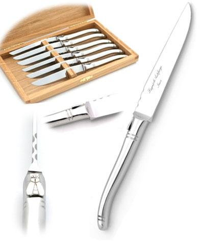 Laguiole Actiforge - Coffret de 6 Couteaux à Steak Laguiole - Acier inox forgé brillant - Compatible Lave-Vaisselle - Fabrication Française Artisanale
