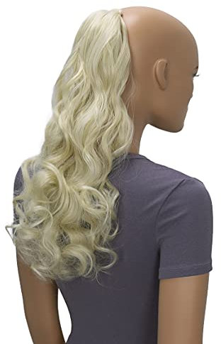 CAISHA 50cm Haarteil Ponytail Zopf Haarverlängerung Mit 2 Bändern Pferdeschwanz Lockig Platinblond HC17-1