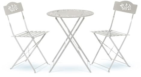 Alpine Corporation Indoor/Outdoor 3-Piece Bistro Set Folding Table and Chairs Patio Seating, White