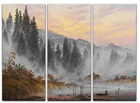 Bilderdepot24 Wandbild Caspar David Friedrich - Der Morgen - 150x90cm mehrteilig quer - Alte Meister Berühmte Gemälde Kunstdruck Bild auf Leinwand