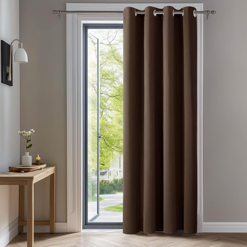 Deconovo Tenda Oscurante da Interno, 140x180 cm, 1 Pannello, Marrone | Tenda Termica Isolante Freddo e Caldo, Attenuano i Rumori, Moderne ed Eleganti con Occhielli, per Camera e Soggiorno