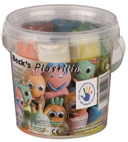 Becks Plastilin Kinderknete 600g, 6 Stangen, 6 Wackelaugen, 2 Ausstechformen