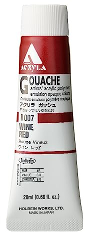 Holbein Acryla Gouache Artists Acrylic Polymer Emulsion, 20ml Wine Red (D007)
