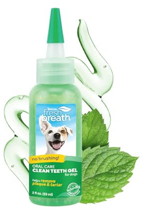 TropiClean Fresh Breath Dog Teeth Cleaning Gel - No Brushing Dental Care - Breath Freshener Oral Care - Complete Dog Teeth Cleaning Solution - Helps Remove Plaque & Tartar, Original, 59ml