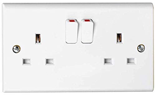 Deta S1209SDP Slimline 2 gang 13amp Switch Socket Outlet, White