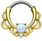 Piercingfaktor® Piercing Universal Clicker Schild Ring Septum Nasenpiercing Lippenpiercing Tragus Helix Ohr mit Opal Vergoldet Gold Weiß