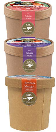 eat Performance® Müsli To Go (3x 65g) - Je 1x Erdbeer-Mango, Schoko & Früchte I Proteinhaltiges Paleo Müsli aus 100% natürlichen Bio-Zutaten I Glutenfrei, getreidefrei, vegan & ohne Zuckerzusatz