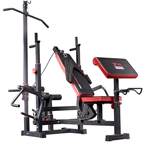 Universal Hantelbank Kraftstation Fitnesscenter mit Latzug, Curlpult, Butterfly, Bein- und Bauchtrainer, in DE zertifizierte Qualität!