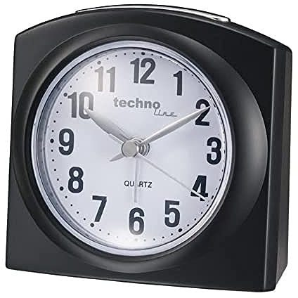 Technoline Quarzwecker Model L, schwarz, analog, Weckalarm mit Schlummerfunktion