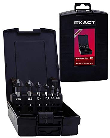 Exact 51157 Kegelsenker Set, Ø 6,3-20,5mm, 90°, HSS, TiAlN-Beschichtung, DIN 335C