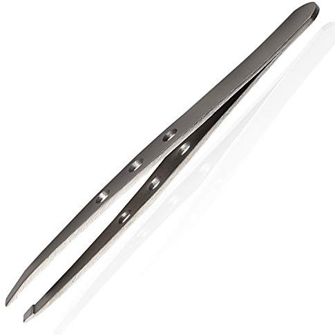 TITANIA Pinzette 9 cm, mit Drei Löchern und Schräger Spitze, Edelstahl, Rostfrei, auf Blisterkarte, 1er Pack (1 x 18 g)