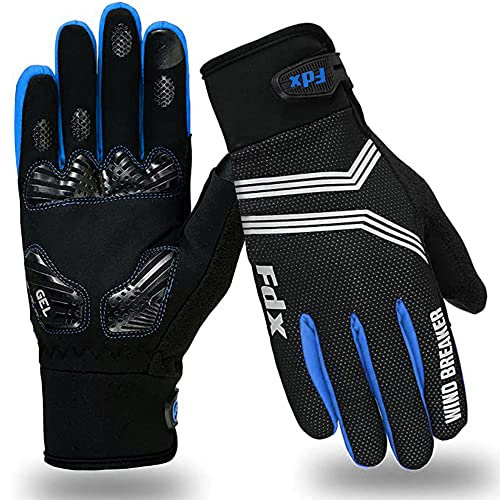 FDX Langfinger Winter Radfahren Handschuhe - Warm Winddicht, Handschuhe Anti-Rutsch gepolsterte Handfläche, Touchscreen, atmungsaktiv, wasserabweisend Racing und Laufen, Mitts für Männer Frauen