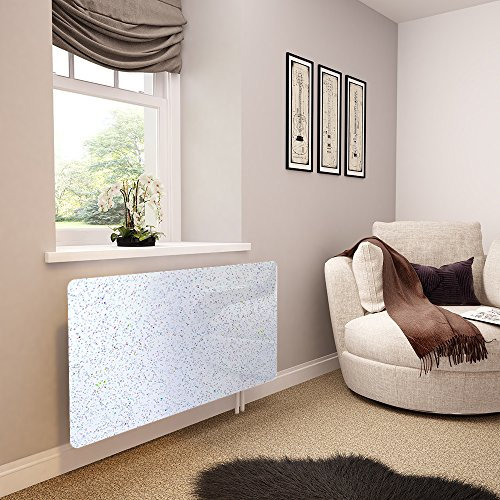 Glass Radiator Cover Printed - White Galaxy Granite - Made by Premier Range in 820mm Wide x 640mm High