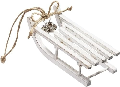 Hobbyfun Schlitten 12 x 5 x 3,3 cm, Weiss m. Glöckchen