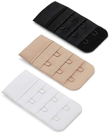 Herzmutter Bra Extender 2 Hook, Bra Extensions 3 Hooks, Women Pregnancy Extensions Nursing Bra, Lactation Weight Gain, Beige, Black, White, Set of 3-9000 (2-Hooks|Pack of 3)