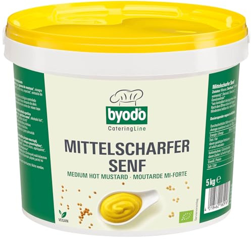Byodo Mittelscharfer Bio-Senf 5 kg Eimer, Köstlich cremig & wunderbar würzig, Frische Herstellung in kleinen Chargen, Deutsche Senfsaat, Vegan & ohne Zuckerzusatz (1x 5kg)