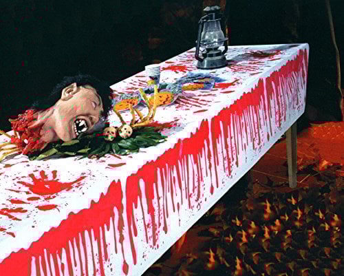 Halloween Tischdecke, weiß mit blutigen Händen, 270 cm x 136cm