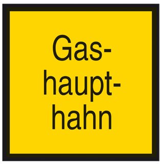 Gashaupthahn Hinweisschild - Hinweiszeichen Kunststoff 200 x 200 mm