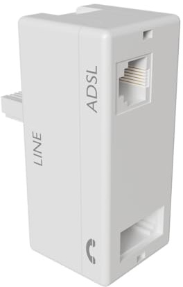 rhinocables ADSL Microfilter (White) | BT RJ11 Telephone Adaptor for Broadband, Versatile T Shaped Design, Essential for Multiple Devices