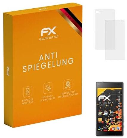 atFoliX Panzerfolie kompatibel mit Sony Xperia Z5 Compact Schutzfolie, entspiegelnde und stoßdämpfende FX Folie (3er Set)
