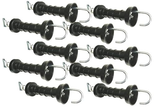VOSS.farming 10x Torgriff kompakt mit Elektrozaun-Bandverbinder - Bandstärke bis 20mm - Weidezaunzubehör Torzubehör mit Haken