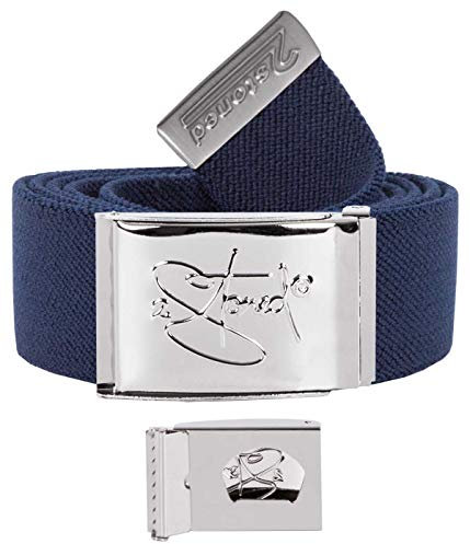 2Stoned Stretchgürtel Koppelgürtel elastisch Chrom mit Flaschenöffner, Navy, 130cm - 150cm, für Damen und Herren