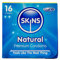 SKINS Natural Kondome - Natürliche Latexkondome ohne Geruch, extra gleitfähig für ein authentisches Gefühl - Schachtel mit 16 Stück