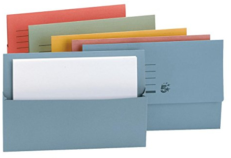 5 Star Office Document Folder Walllet Half Flap Foolscap 250gsm 32mm Assorted Colours (Pack of 50)