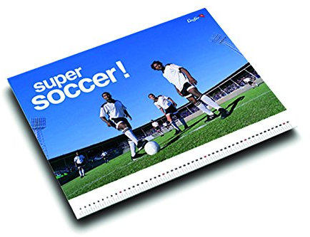 Läufer 30863 Schreibtischunterlage Fußball, 53x40 cm, rutschfeste Schreibunterlage für Kinder, mit transparenter Seitentasche