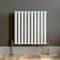iBathUK Strata Horizontal Radiator, Single Oval Panel Radiators, 600x600mm Slim Radiator for Bathroom,Kitchen,Living Room - White