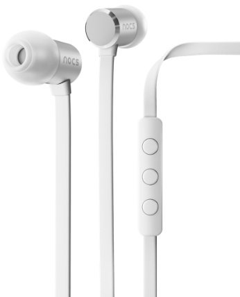 Nocs Aluminum Earphones with Remote and Microphone - White/Silver