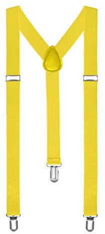 Autiga Hosenträger Herren Damen Hosen Träger Y Form Style Clips Schmal Neon Bunt Farbig, Gelb, unisize