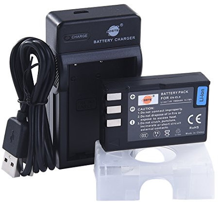 DSTE EN-EL9 Li-ion Batteria (2-Pacco) e Caricabatterie USB Compatibile per Nikon D40 D40x D60 D3000 D5000