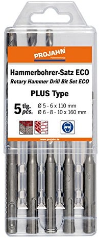 Projahn Satz SDS-Plus Eco 5 teilig bestehend aus: je 1 Stueck 5 x 110, 6 x 110, 6 x 160, 8 x 160, 10 x 160 mm 830452