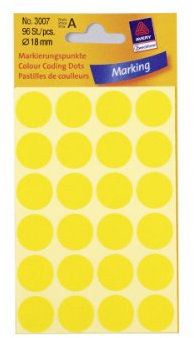 Avery Zweckform 3007 Blattpackungen Weiss Etiketten D18mm 96 Stück gelb