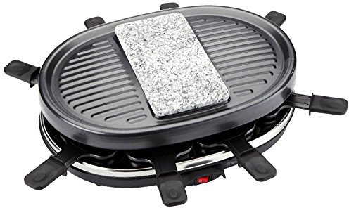 SUNTEC Raclette RAC-9097 [Für 8 Personen, Antihaftbeschichtung, extra Granit-Steinplatte, 900 Watt]