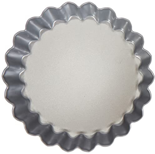 Guardini, Set de 4 moules à tarte Ø 12 cm, Fond anti-goutte, Acier avec revêtement antiadhésif, Noir et Argent, Fabriqué en Italie, Ligne Silver Elegance