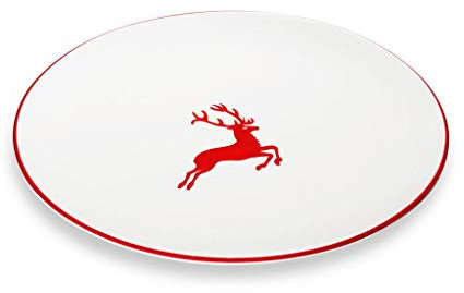 GMUNDNER KERAMIK Speiseteller, Durchmesser: 28 cm, Rubinroter Hirsch, handgemachte Keramik aus Österreich