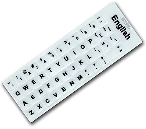 Bucom Englische UK Tastatur Aufkleber Layout für Keyboard Key Stick weiß Notebook PC Laptop Tasten Kleber