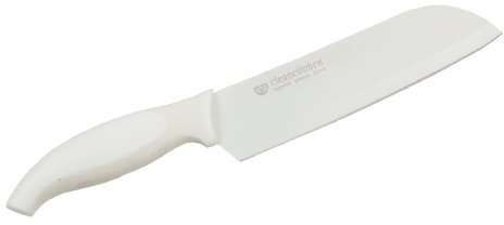 GRÄWE Santokumesser 18 cm CleanCitchen – weißes Gemüsemesser aus Edelstahl, beschichtet, spülmaschinengeeignet, ergonomischer Silikongriff, großes Küchenmesser