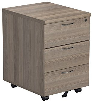 Office Hippo Heavy Duty 3 Drawer Mobile Pedestal Storage Cabinet, Office Storage, Office Cabinet Lockable Storage, 5 Year Wty - Grey Oak