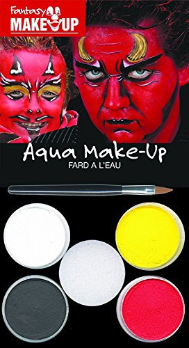KREUL 37084 - Fantasy Aqua Make Up Teufel, 4 Farben, 1 Schwamm, 1 Pinsel, 1 Schminkanleitung, Schminke