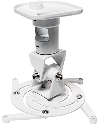BIGtec universal Beamer Deckenhaltung weiß Weiss Beamerhalterung bis 15KG Deckenhalter für Beamer mit Kardangelenk, integrieter Kabelführung, aus stabilem eloxierten Alu-Druckguss