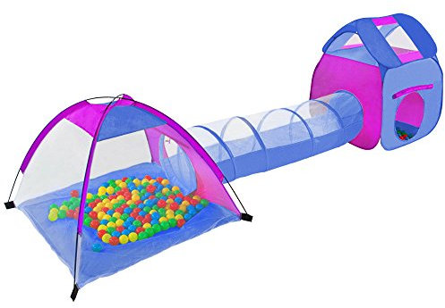 TecTake Tienda Infantil en Forma de iglú con túnel + 200 Bolas + Bolsa - Carpa de campaña para niños (Multicolor 2 | 401233)
