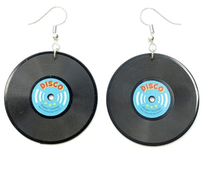 Miniblings Schallplatten LP Ohrringe 5cm blau versilbert | Ohrschmuck, sorgfältig in Berlin gefertigt, mit Musik und Band