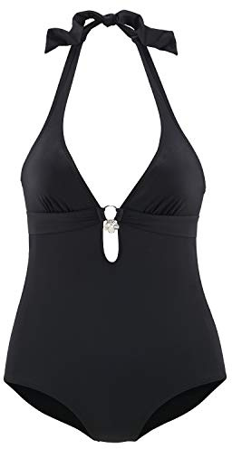 s.Oliver Damen Badeanzug | mit silbernen Accessoires, Blickfang
