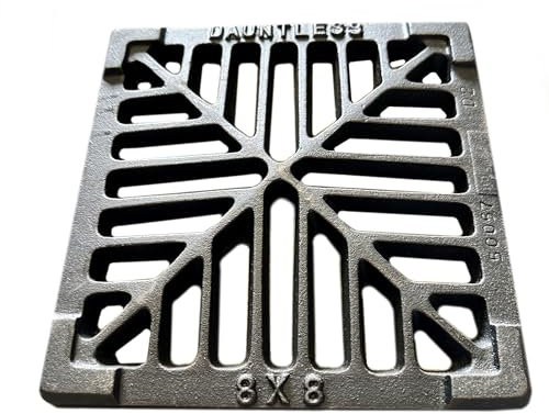 8 x 8 203mm x 203mm 13mm Thick Square Cast Iron Gully Grid/Grate Heavy Duty Drain Cover Black Satin Finish.